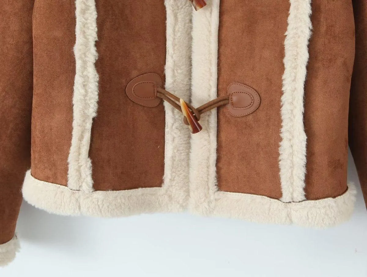 Adele Shearling Coat In Camel - Glova