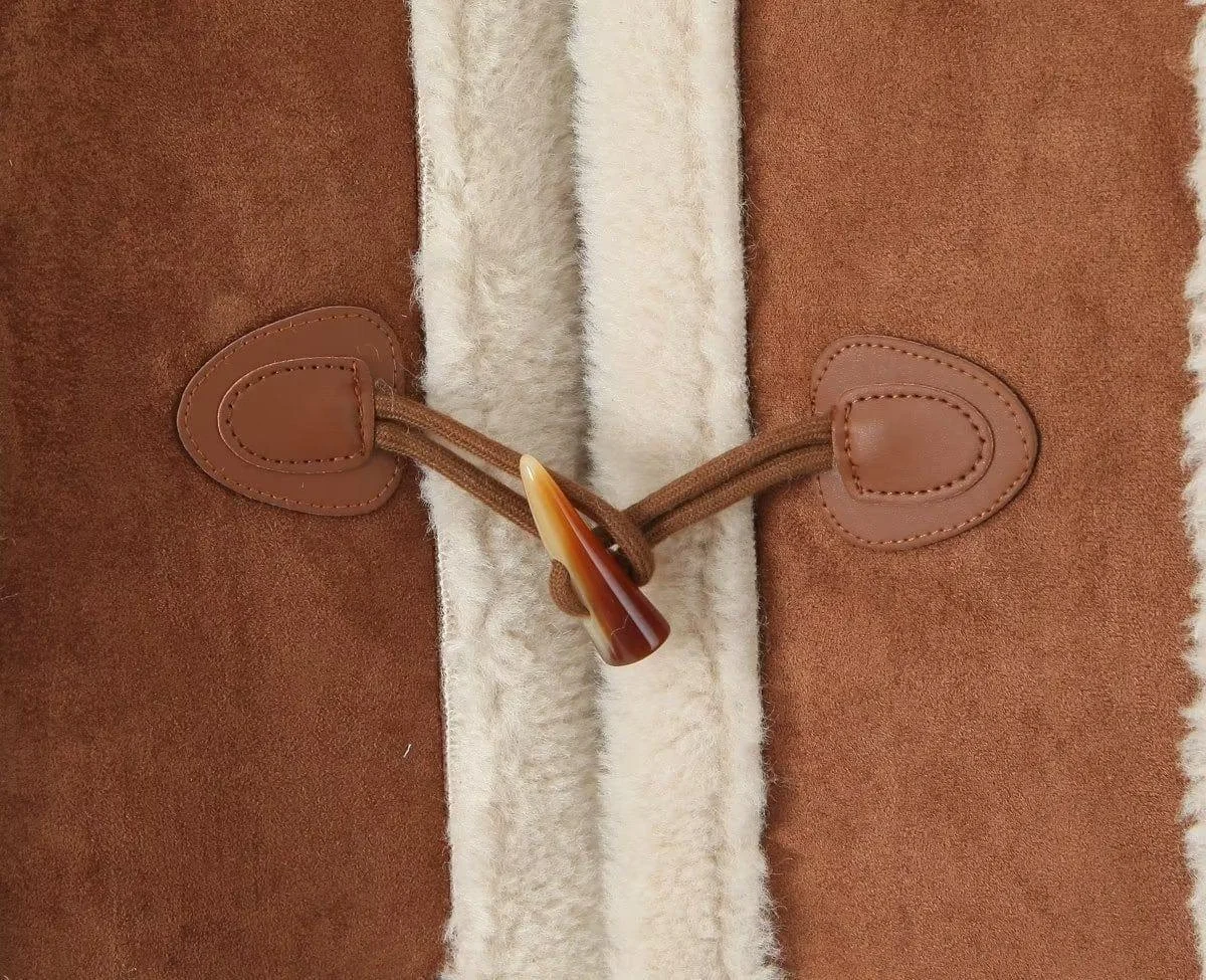 Adele Shearling Coat In Camel - Glova