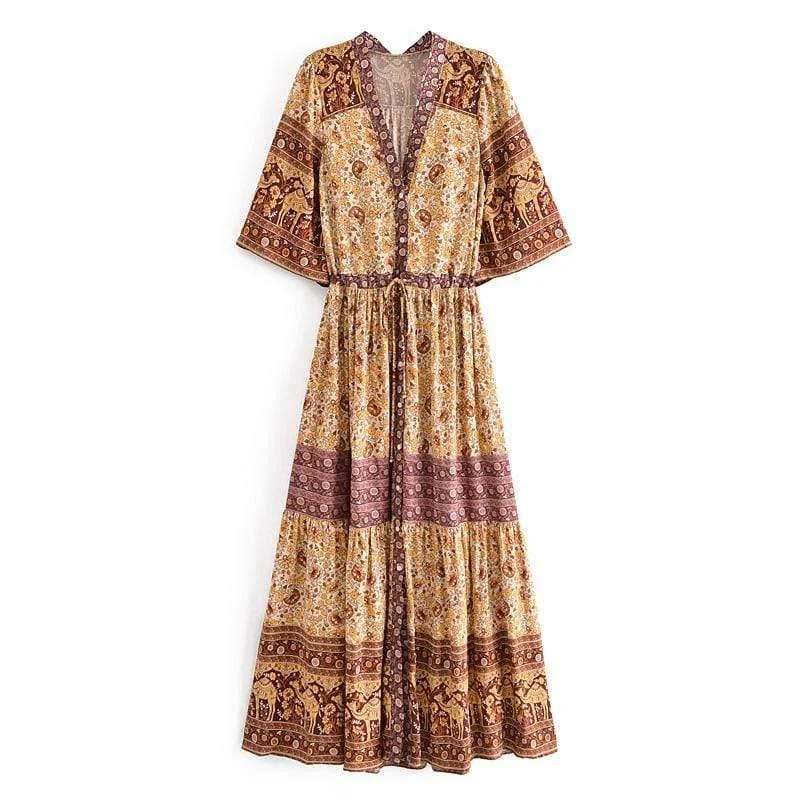 Agnesca Maxi Dress in Brown - Glova