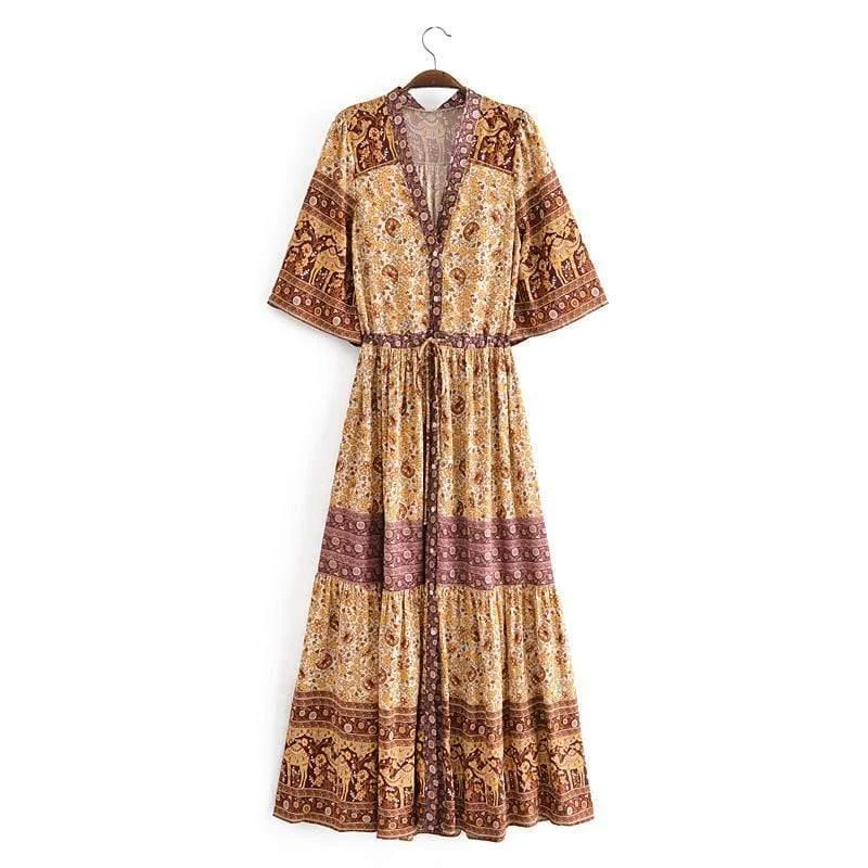 Agnesca Maxi Dress in Brown - Glova