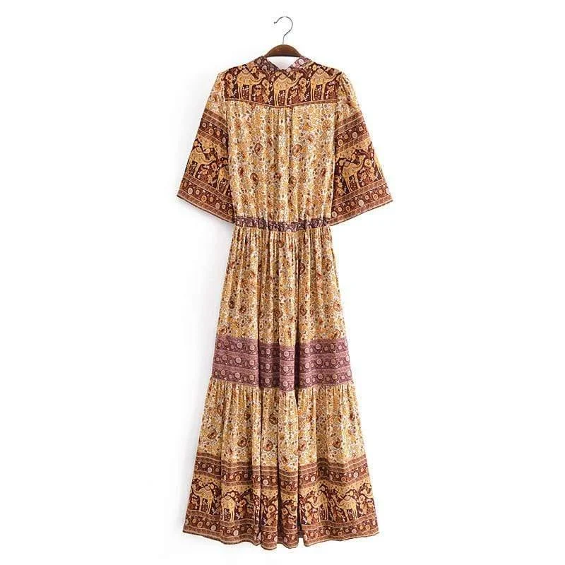 Agnesca Maxi Dress in Brown - Glova