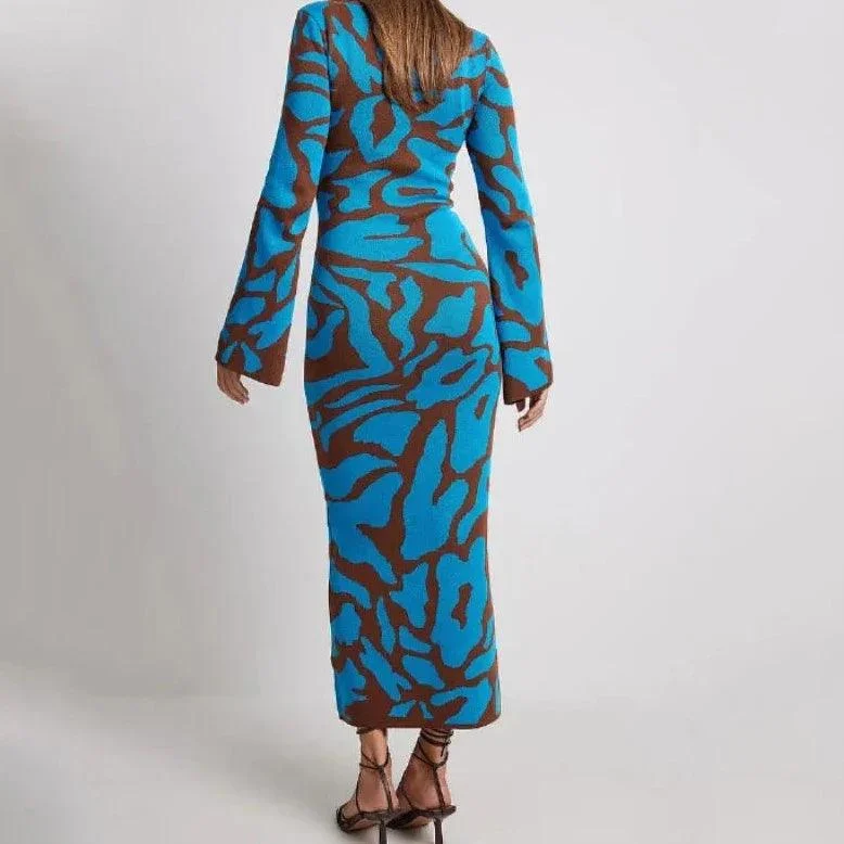 Aili Pattern Prints Bodycon Maxi Dress - Glova