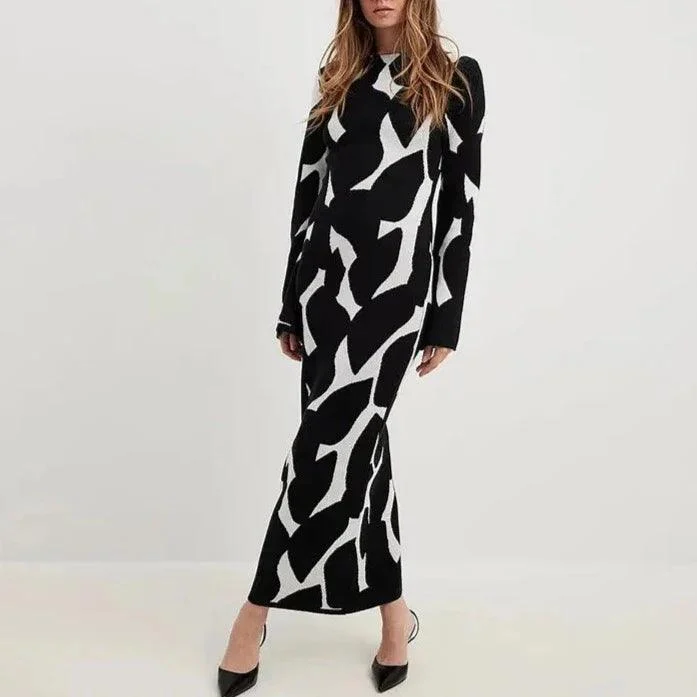 Aili Pattern Prints Bodycon Maxi Dress - Glova