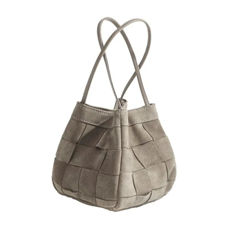 Aili Suede Lattice Bucket Bags - Glova