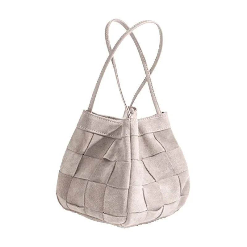 Aili Suede Lattice Bucket Bags - Glova