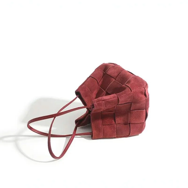 Aili Suede Lattice Bucket Bags - Glova