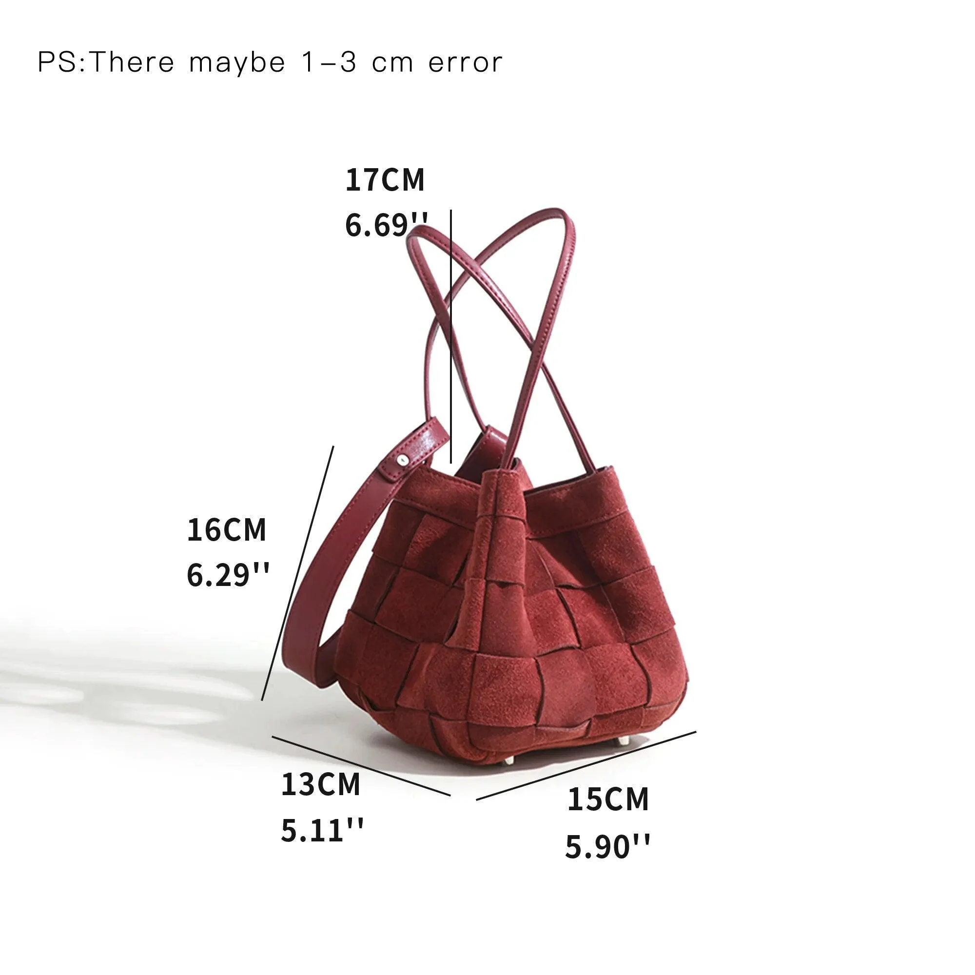 Aili Suede Lattice Bucket Bags - Glova