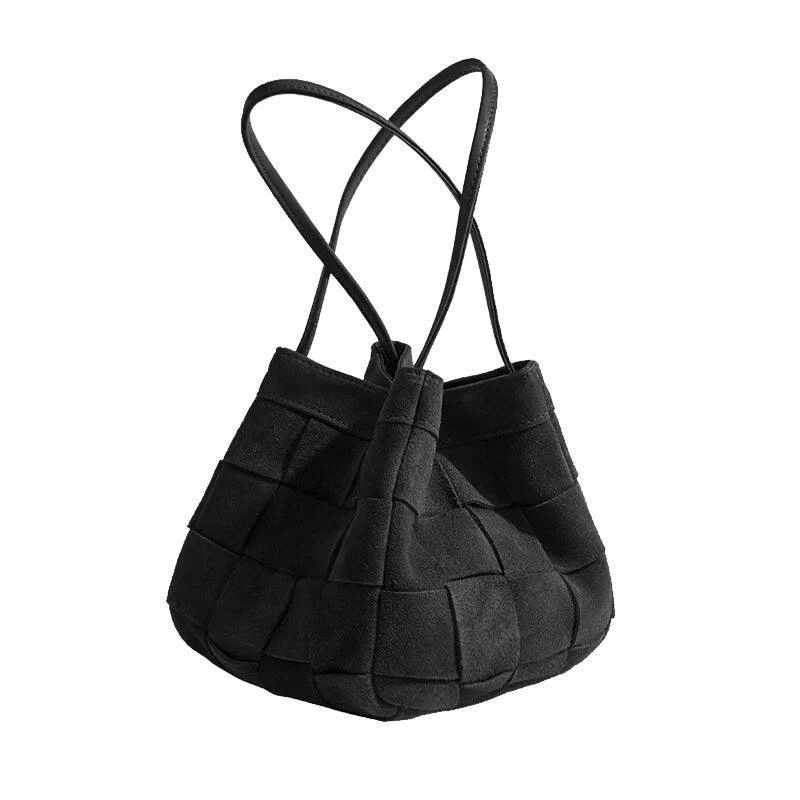 Aili Suede Lattice Bucket Bags - Glova