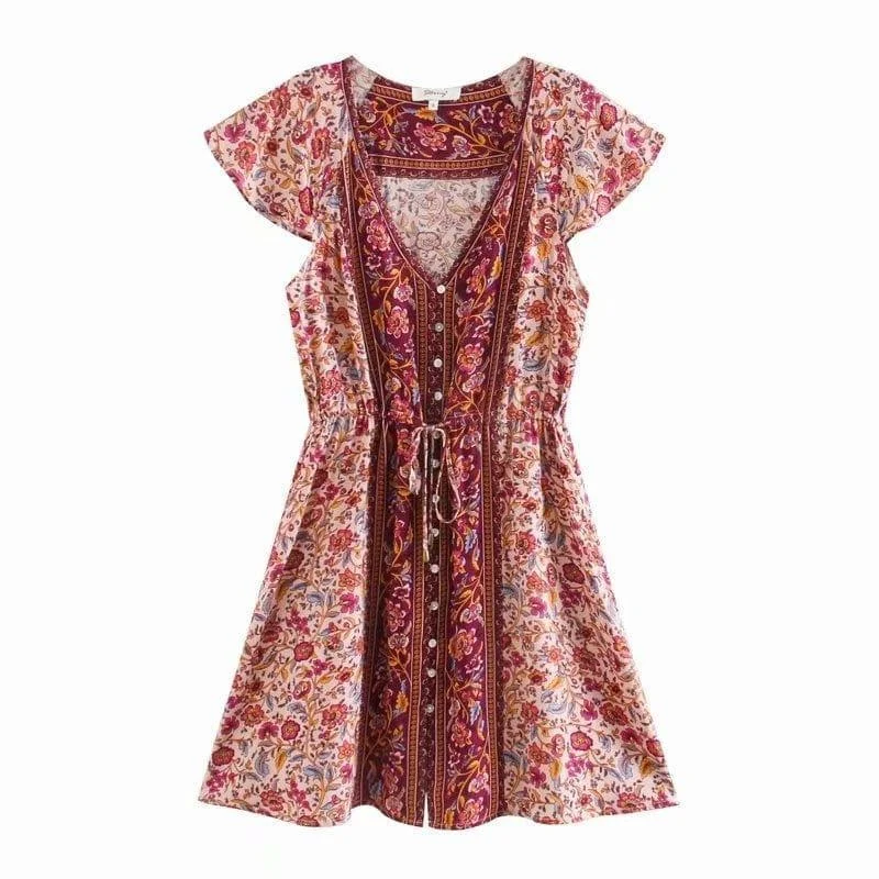 Ailith Boho Mini Dress ( 3 Colors ) - Glova