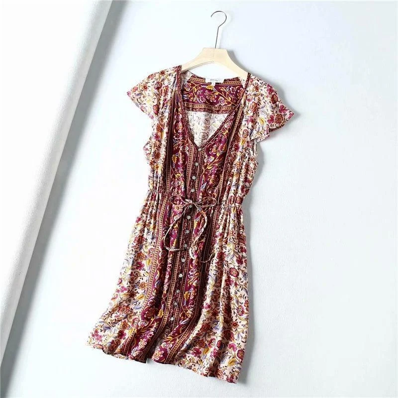 Ailith Boho Mini Dress ( 3 Colors ) - Glova