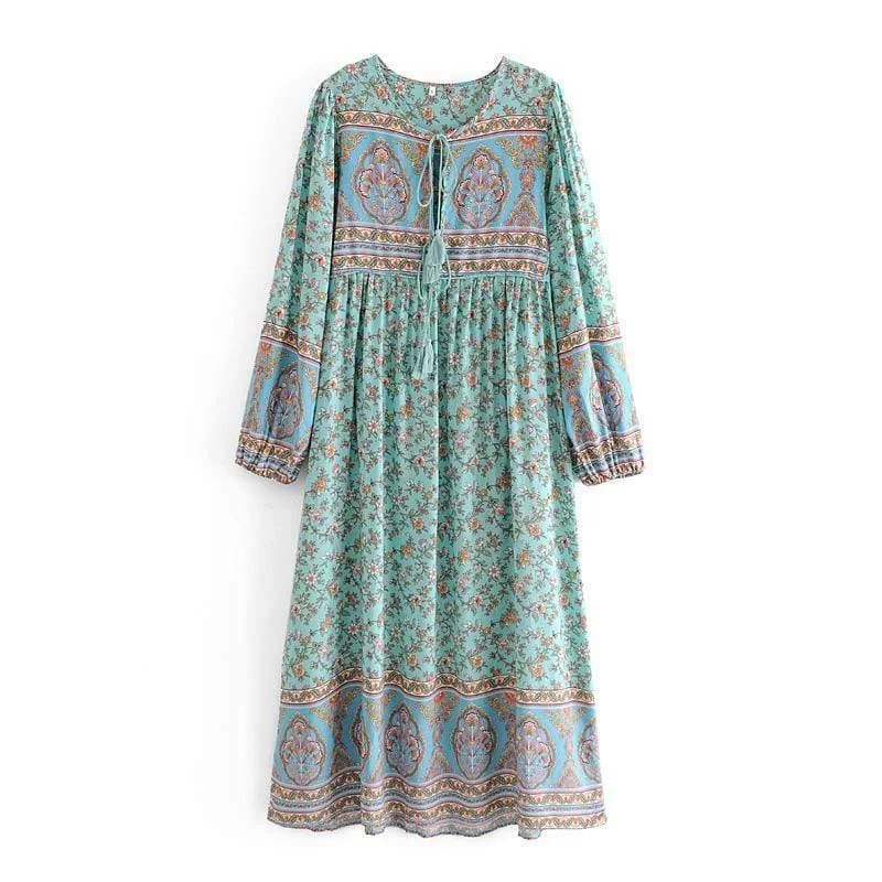 Aiya Green Floral Dress - Glova