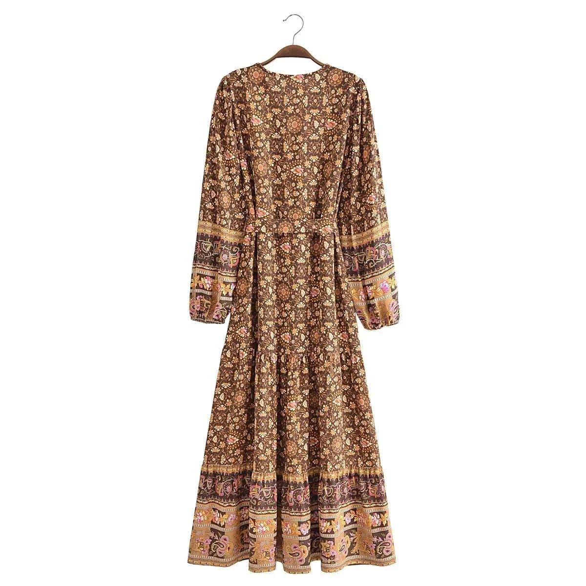 Alasia Boho Maxi Dress - Brown - Glova