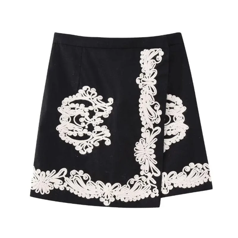 Alexia Embroidery Wrap Mini Skirt - Glova