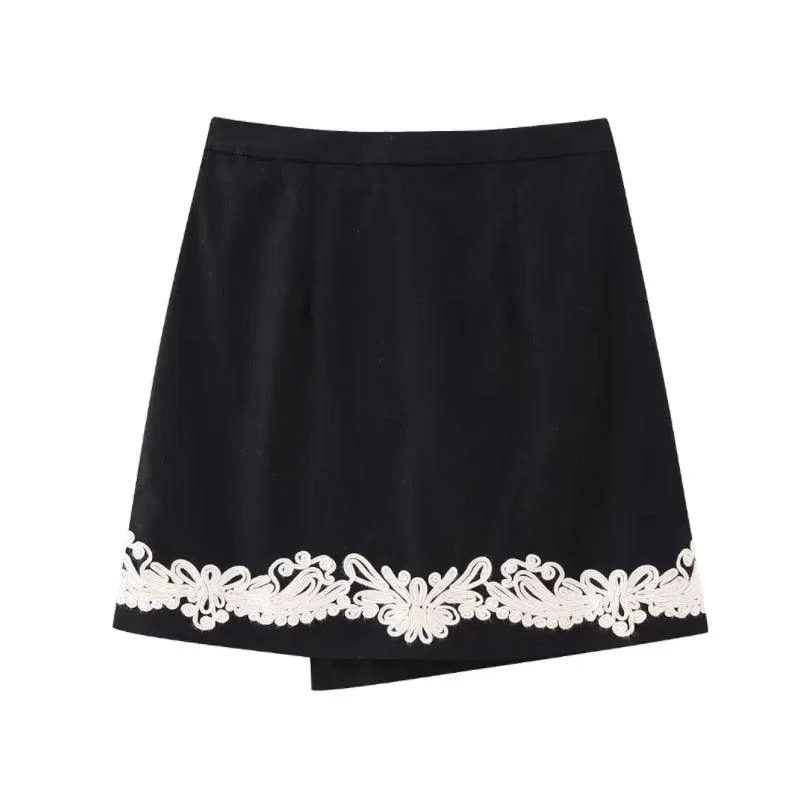 Alexia Embroidery Wrap Mini Skirt - Glova