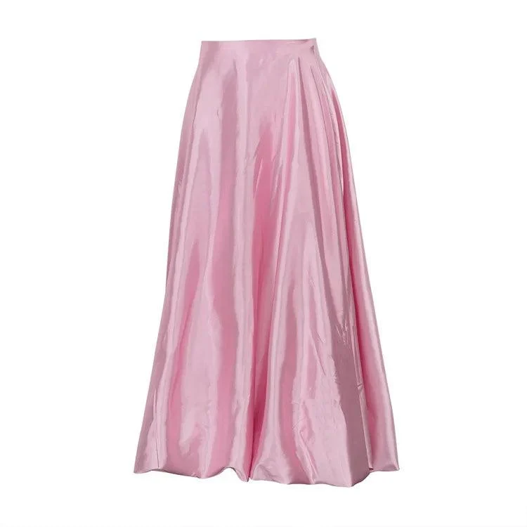 Alexine Valance Hem Flare Satin Skirts - 3 Colors - Glova