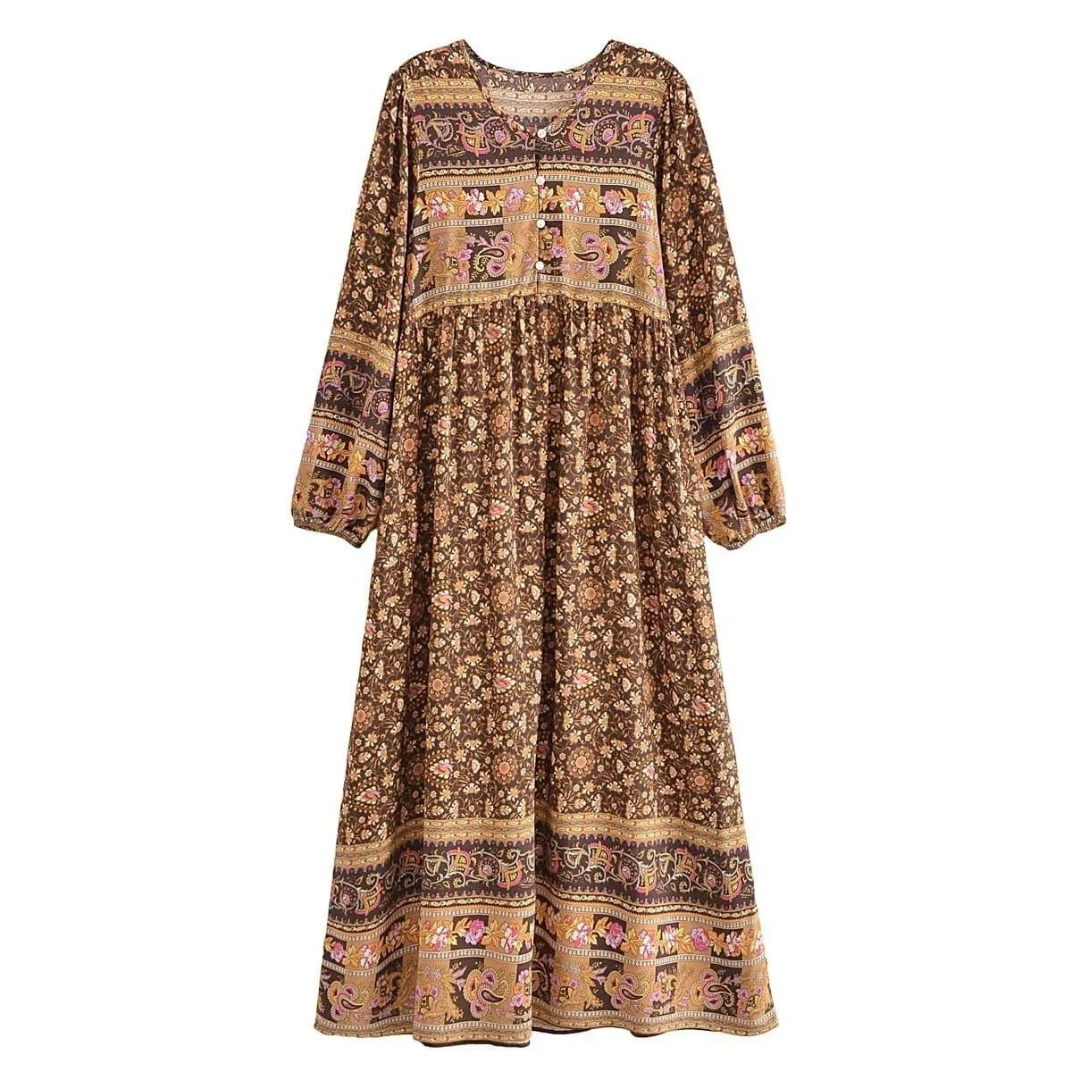 Alice Long Sleeve Boho Maxi Dress - Glova