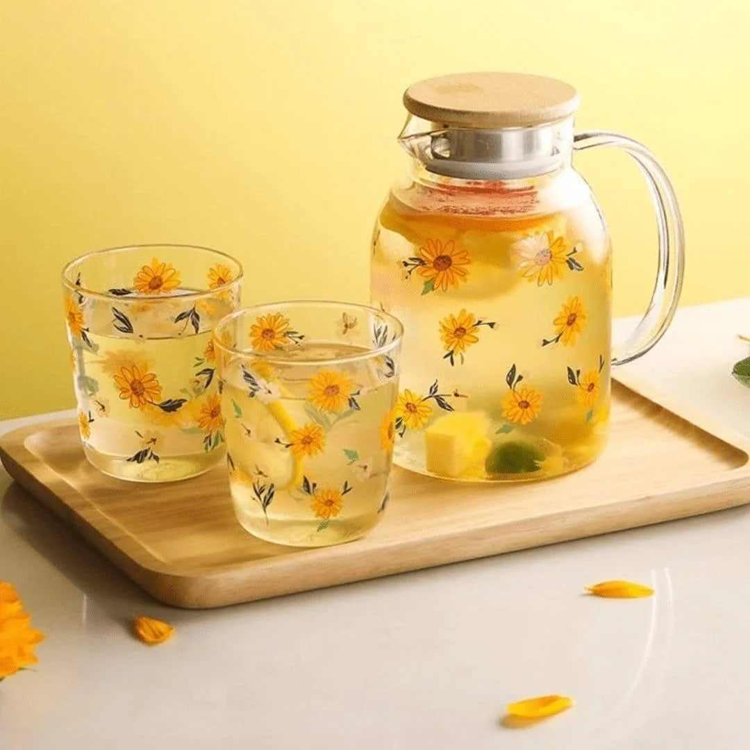 All-Over Sunflower Glass Three Piece Set - Glova