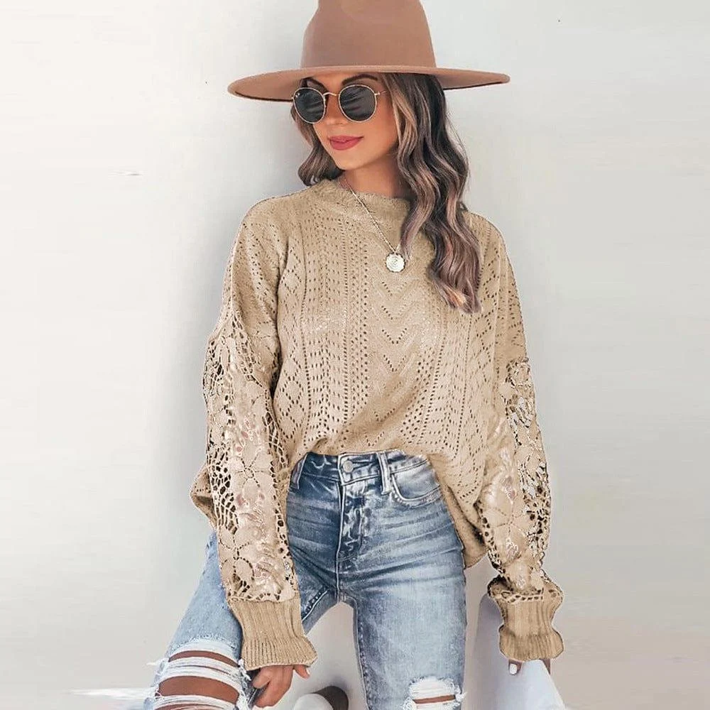 Alva Lace Sleeve Boho Sweater - Glova