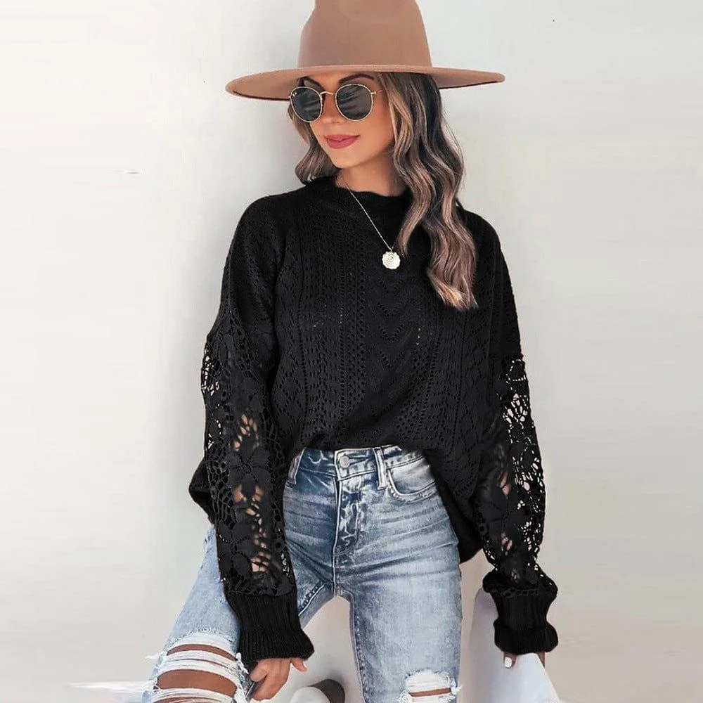 Alva Lace Sleeve Boho Sweater - Glova