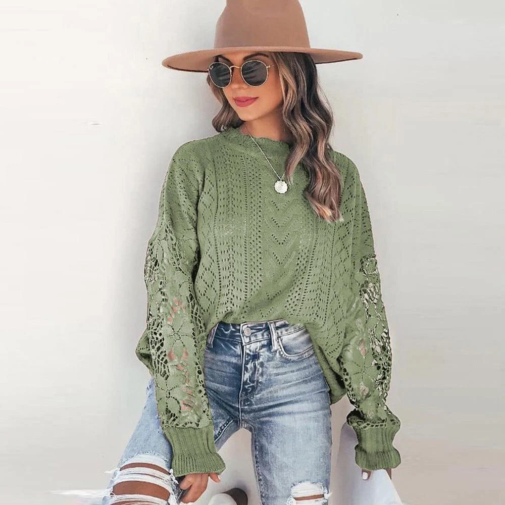 Alva Lace Sleeve Boho Sweater - Glova