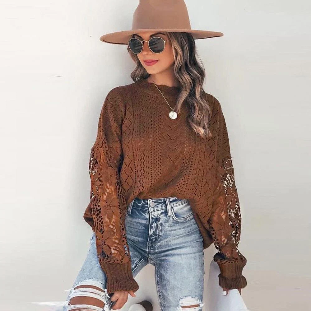 Alva Lace Sleeve Boho Sweater - Glova