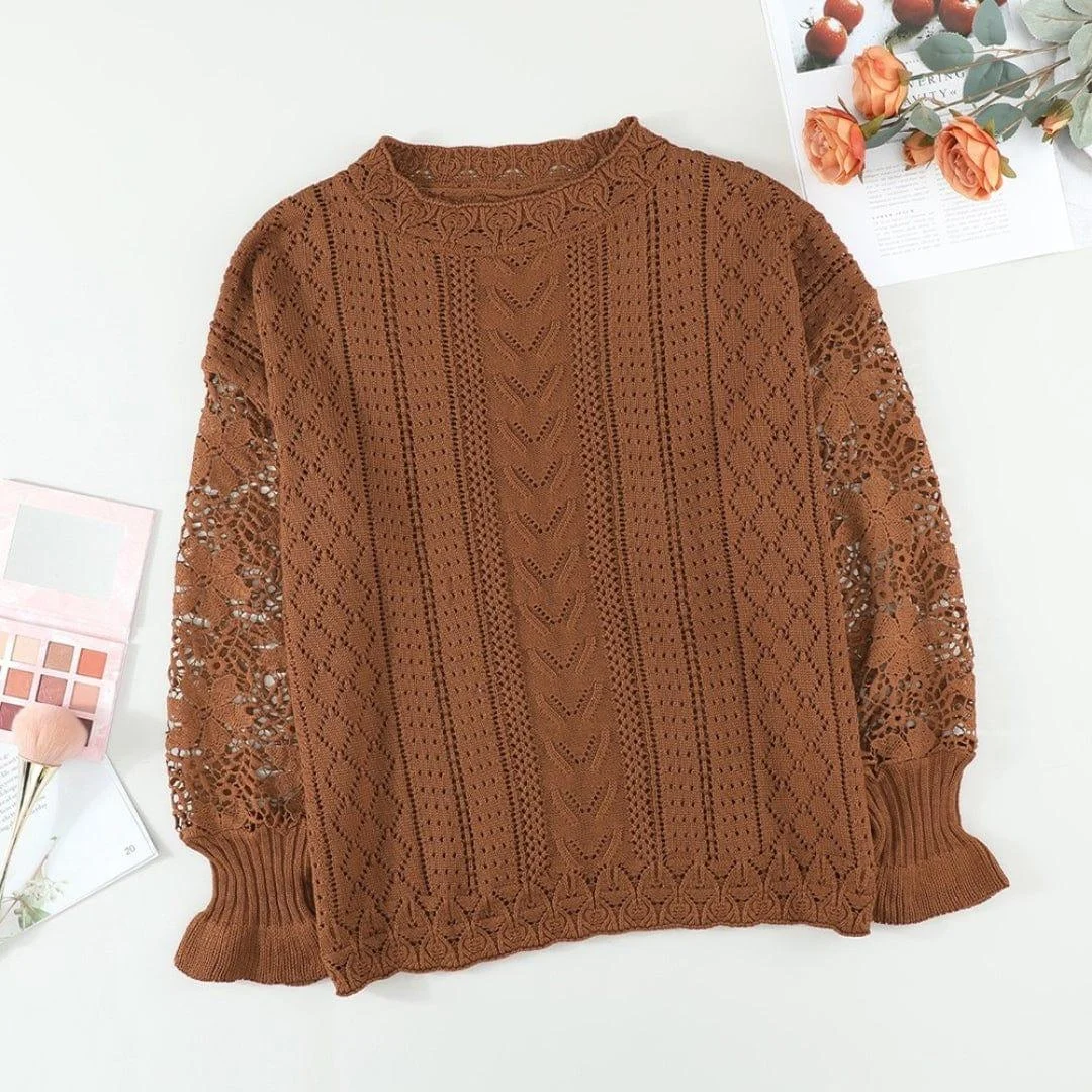 Alva Lace Sleeve Boho Sweater - Glova