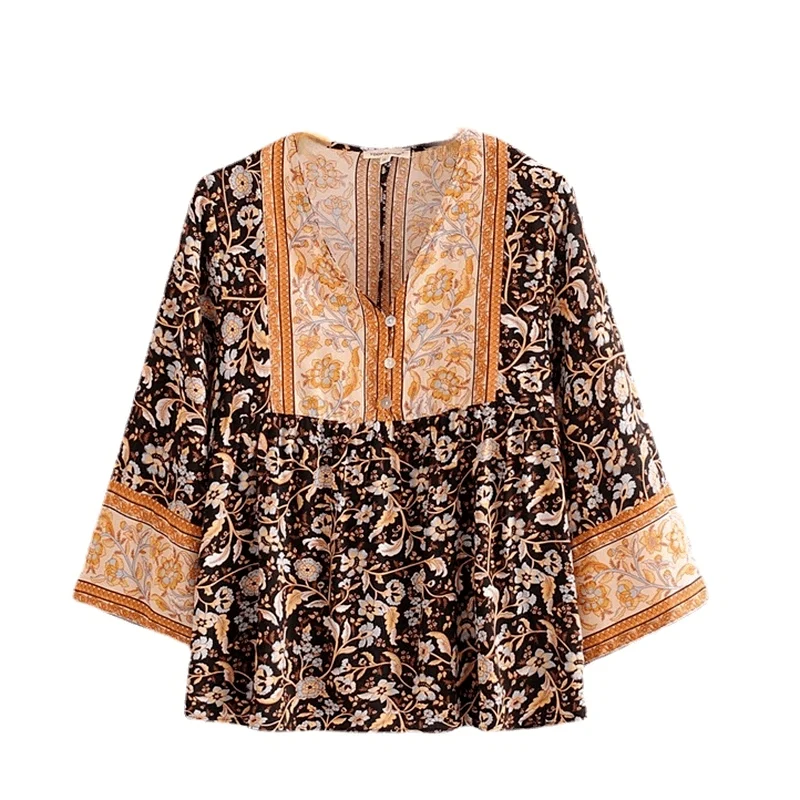 Amabel Boho Blouse in Black - Glova