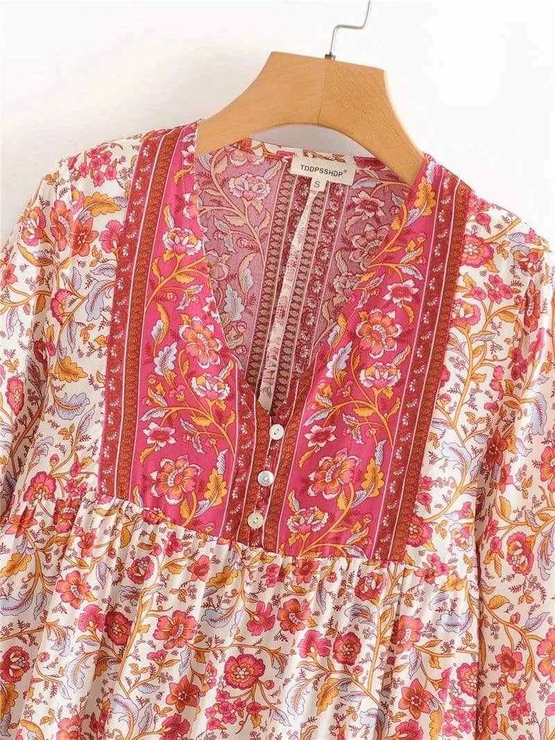 Amabel Boho Blouse in Red - Glova