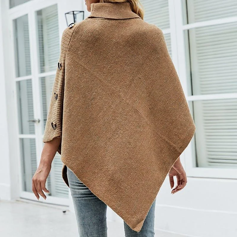 Amaryllis Turtleneck Poncho Sweater - Glova