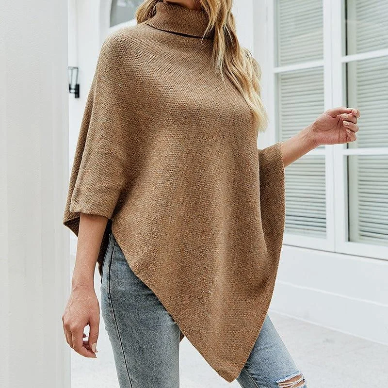 Amaryllis Turtleneck Poncho Sweater - Glova