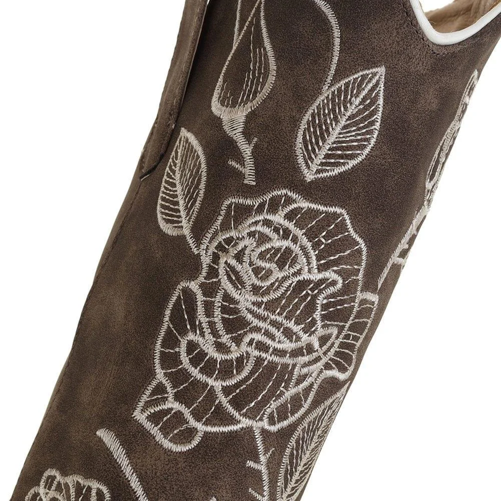 Ambrose Roses Embroidered Western Boots - Glova