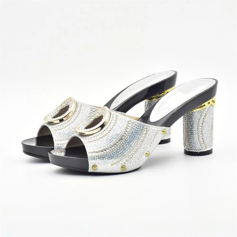 Amelie Crystal Sequin Mule Sandal Slippers - Glova