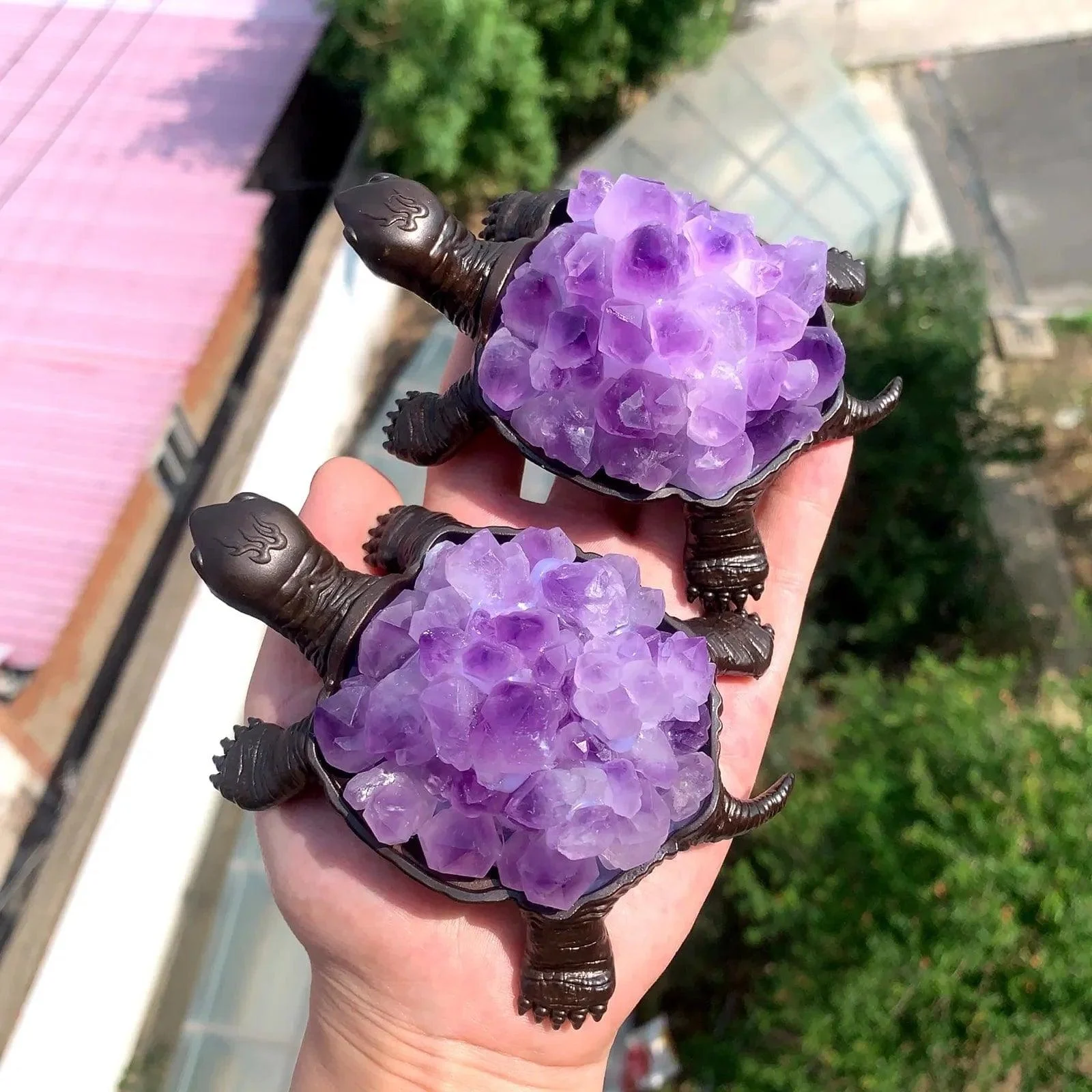 Amethyst Cluster Turtle - Glova