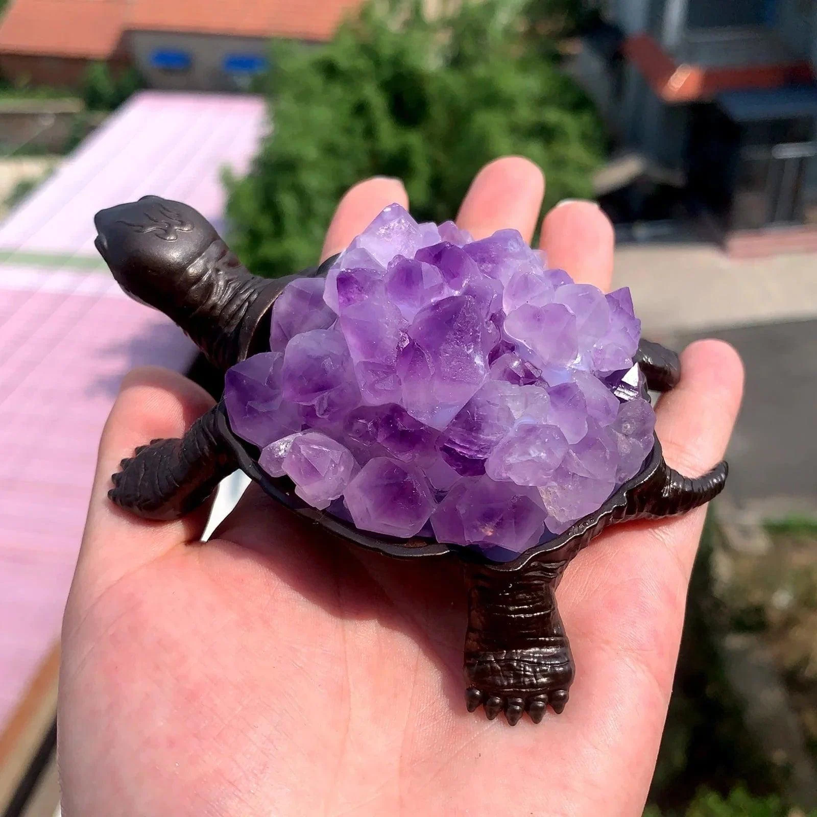 Amethyst Cluster Turtle - Glova