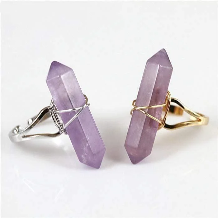 Amethyst Crystal Point Quartz Ring - Glova