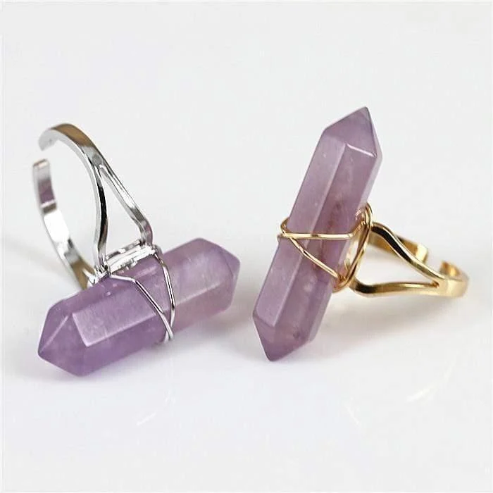 Amethyst Crystal Point Quartz Ring - Glova