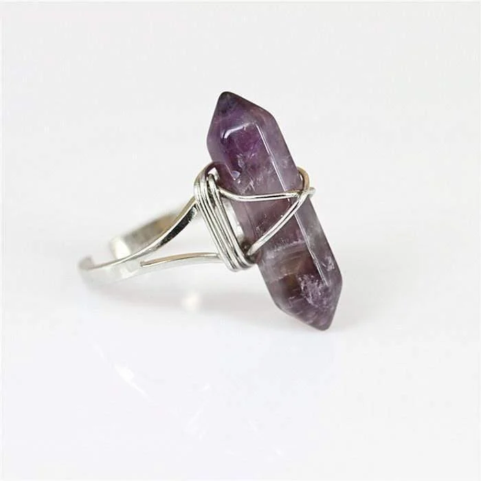 Amethyst Crystal Point Quartz Ring - Glova