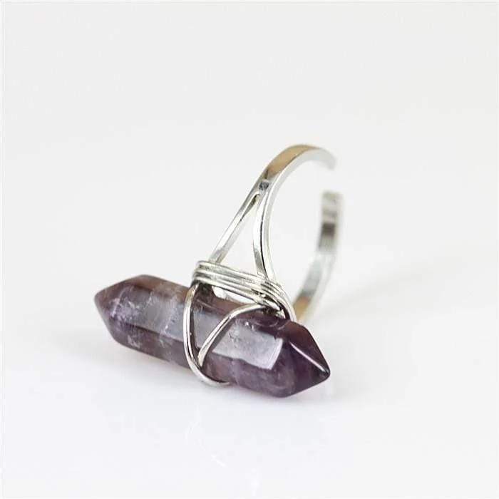 Amethyst Crystal Point Quartz Ring - Glova