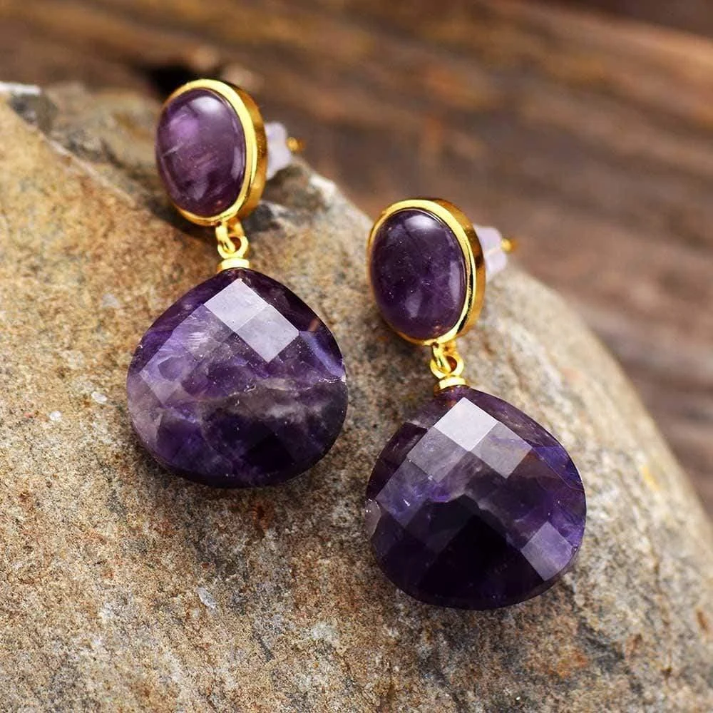 Amethyst Drop Earrings - Glova