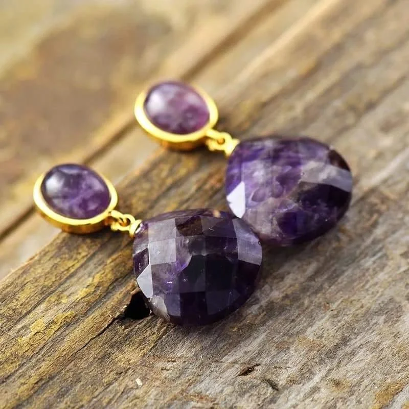 Amethyst Drop Earrings - Glova