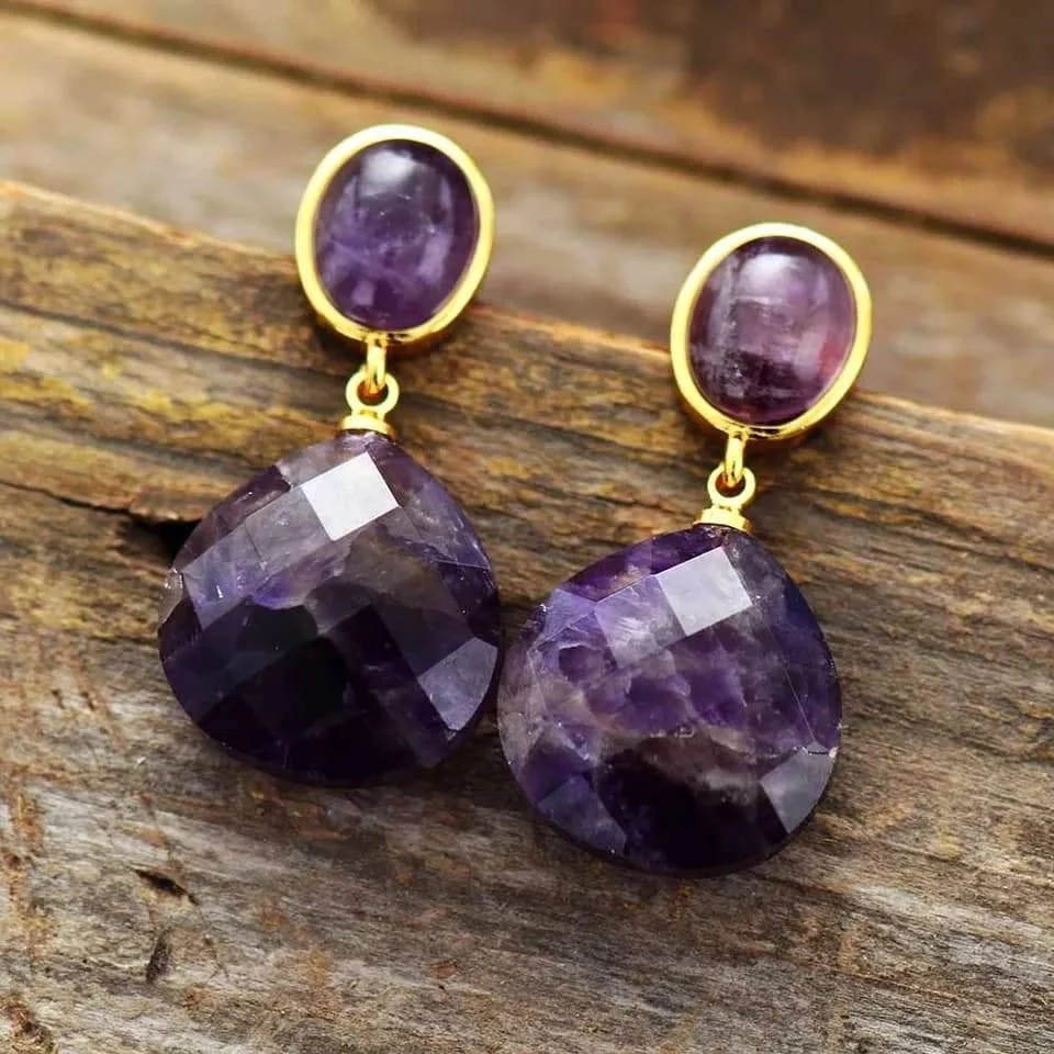 Amethyst Drop Earrings - Glova