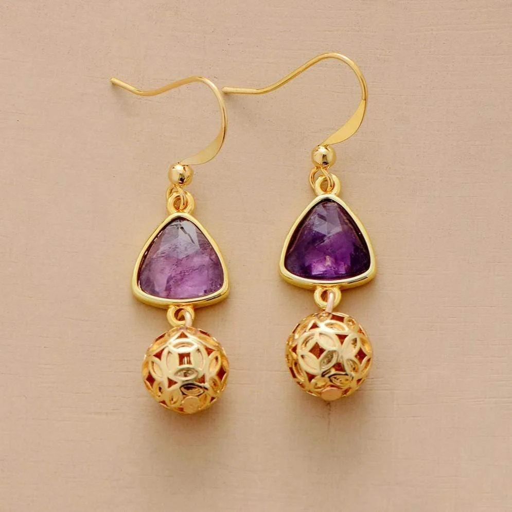 Amethyst Gold Charm Earrings - Glova