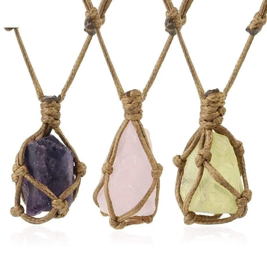 Amethyst, Rose Quartz, Citrine Rope Necklace - Glova