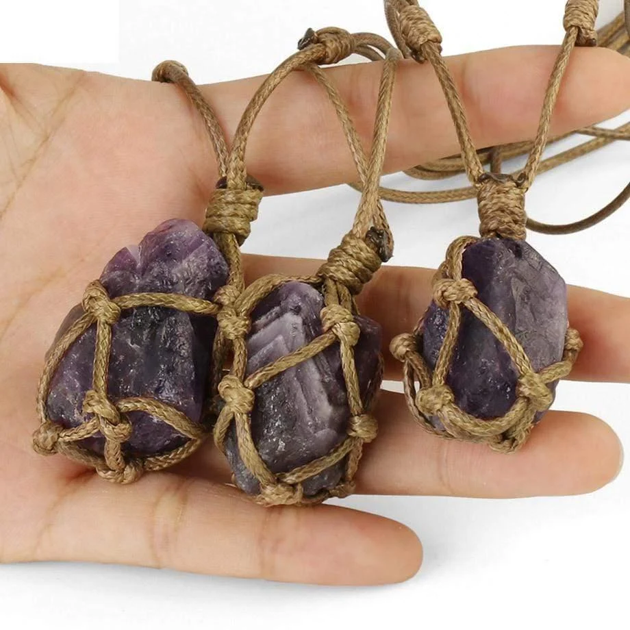 Amethyst, Rose Quartz, Citrine Rope Necklace - Glova