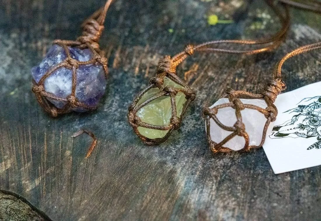 Amethyst, Rose Quartz, Citrine Rope Necklace - Glova