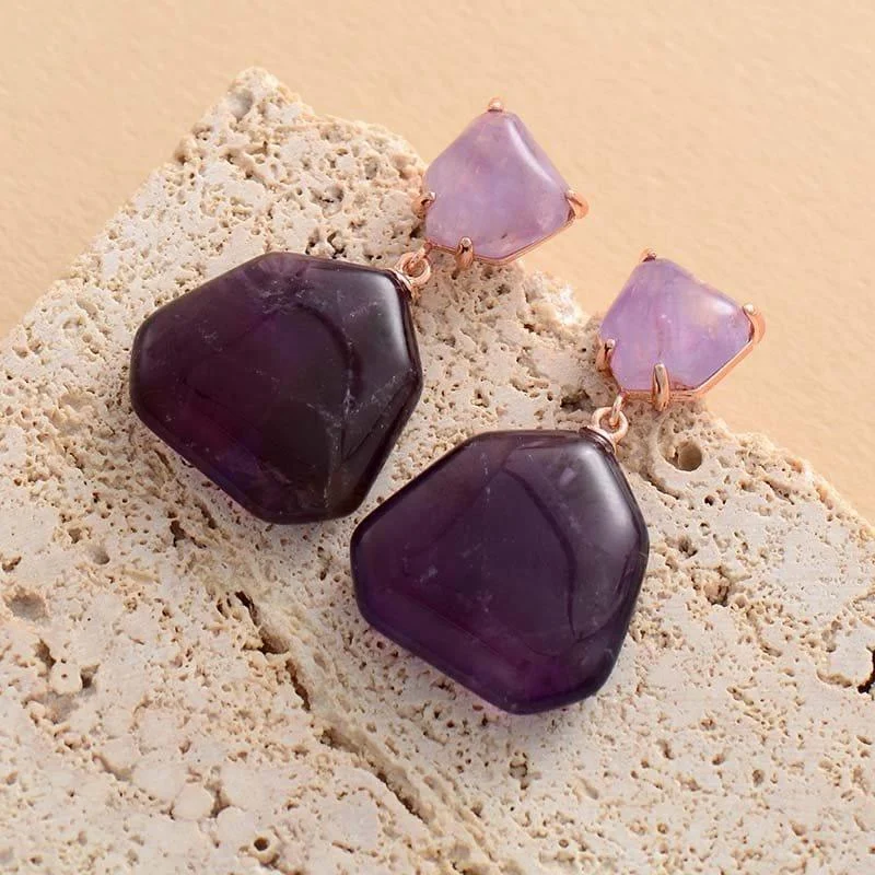 Amethyst - Tiger Eye Stud Earring - Glova