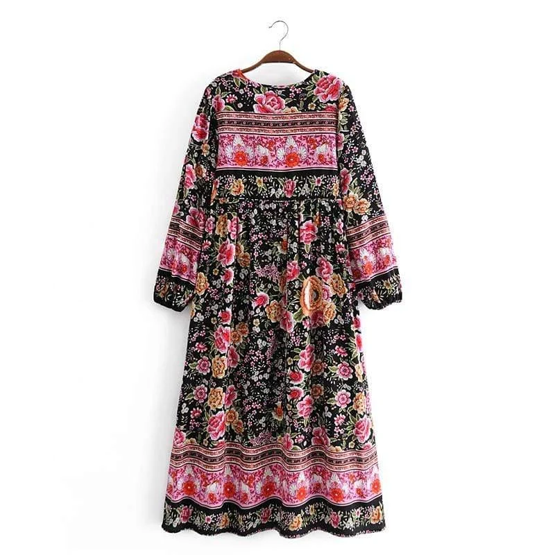 Amina Black Floral Dress - Glova