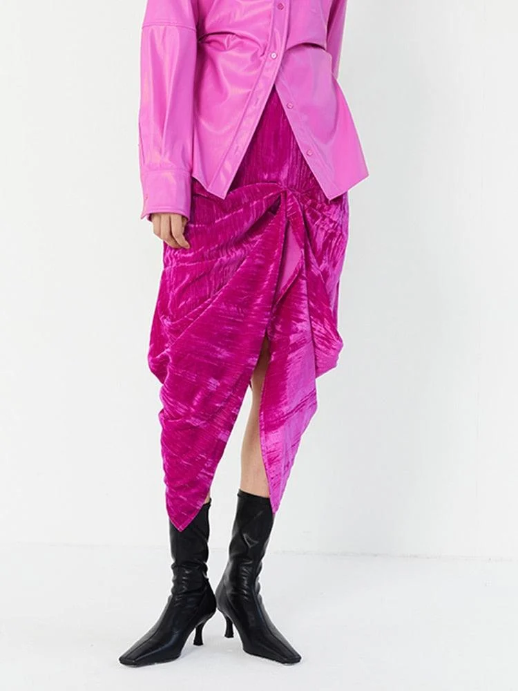 Anais Fuchsia Velvet Skirt - Glova