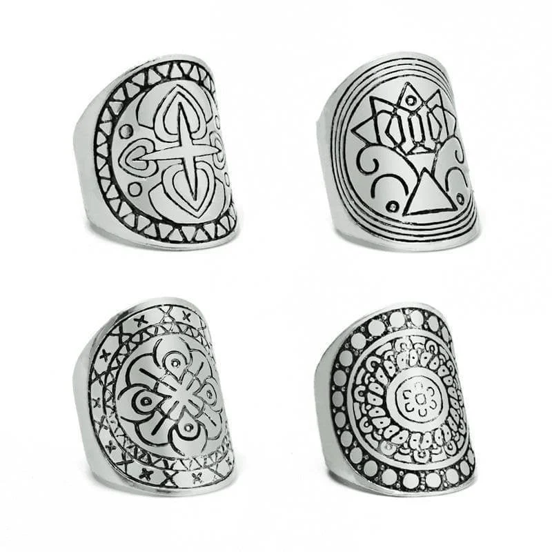 Ancient Goddess Plated Ring Set 4pcs - Glova