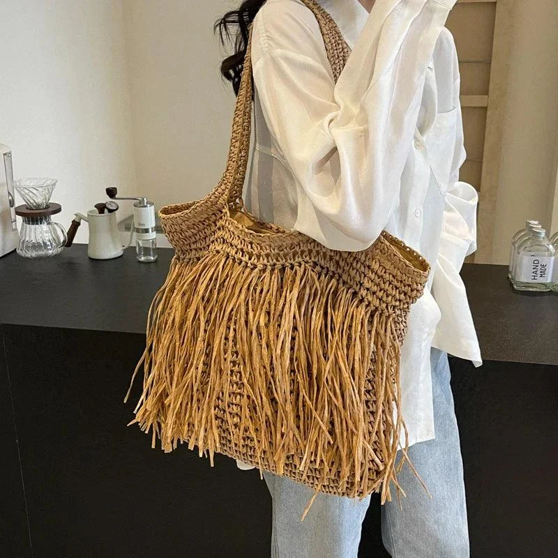 Andreia Long Tassel Straw Bag - Glova